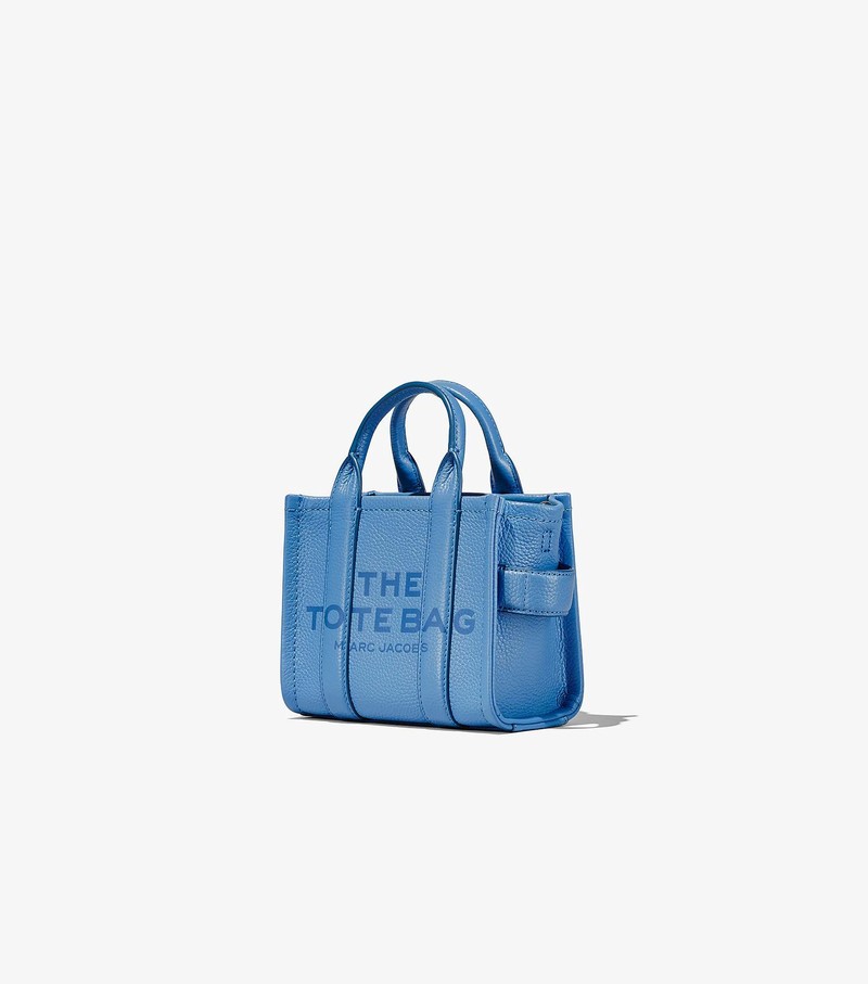 Women's Marc Jacobs Leather Micro Tote Mini Bags Blue | WQAMZ-4875