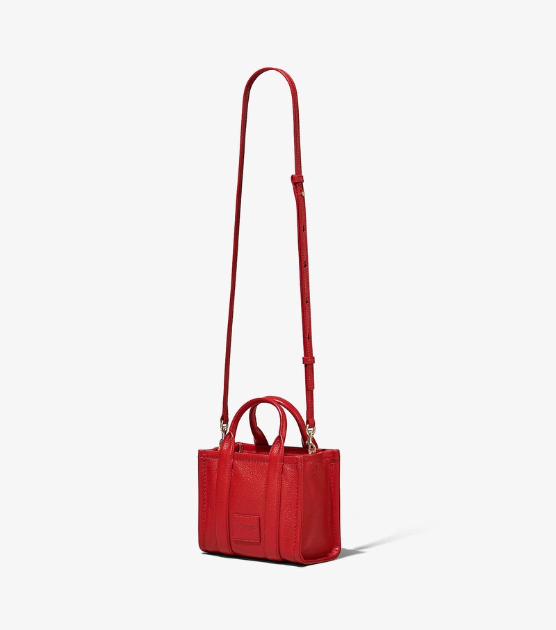 Women's Marc Jacobs Leather Micro Tote Mini Bags Red | YVNOR-7529