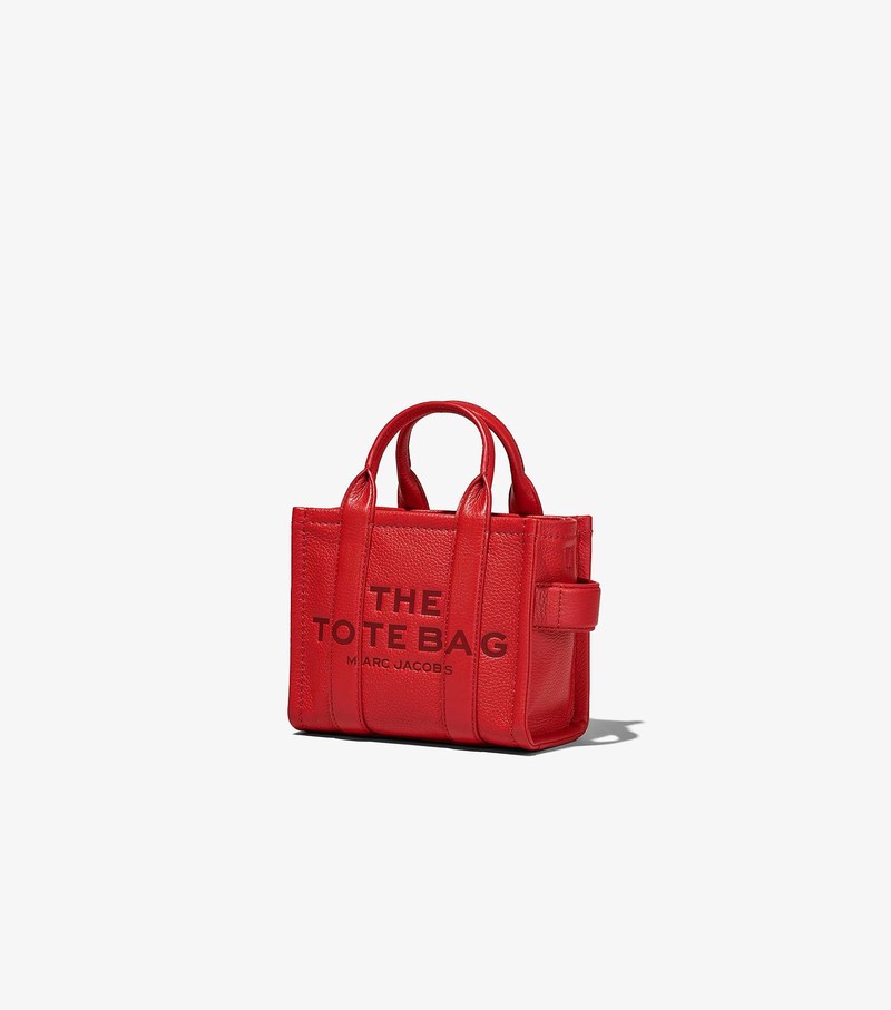 Women's Marc Jacobs Leather Micro Tote Mini Bags Red | YVNOR-7529