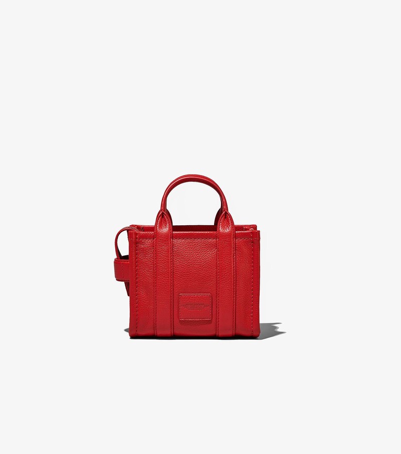 Women's Marc Jacobs Leather Micro Tote Mini Bags Red | YVNOR-7529