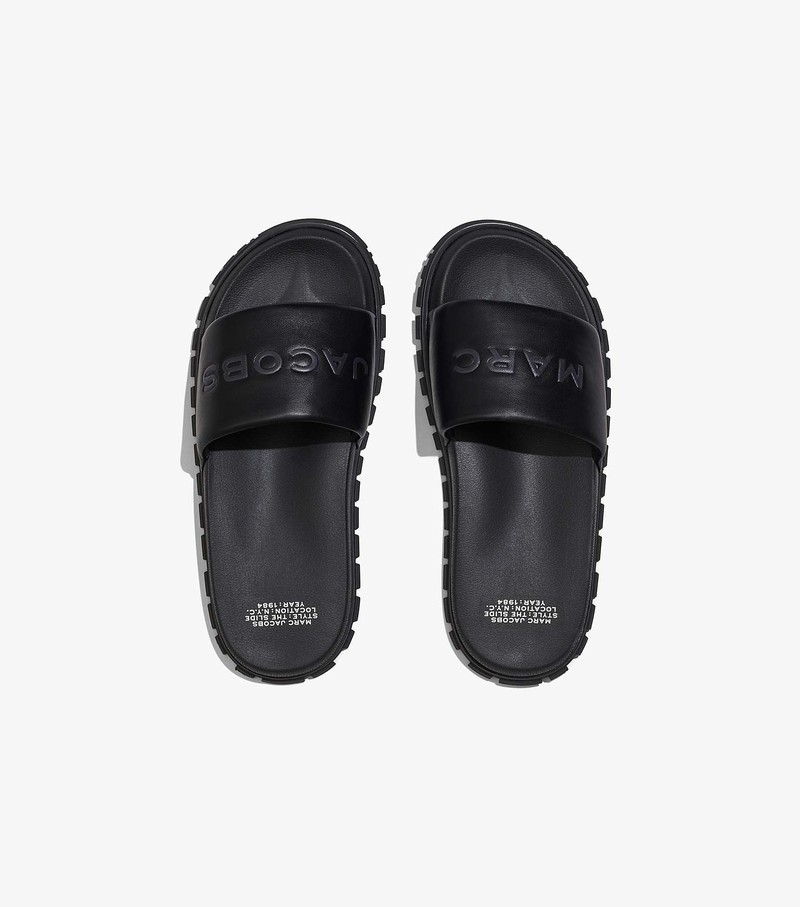 Women's Marc Jacobs Leather Sandals Black | LDOMT-4510