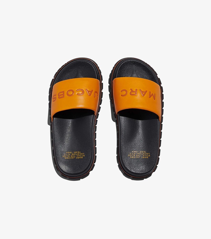 Women's Marc Jacobs Leather Sandals Orange / Black | WBLZS-9607