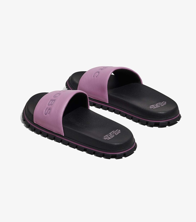 Women's Marc Jacobs Leather Sandals Purple / Black | HVTXF-2746