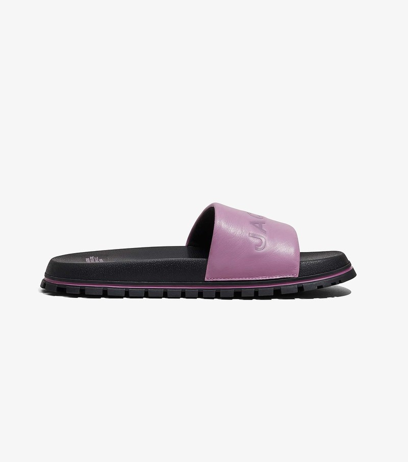 Women's Marc Jacobs Leather Sandals Purple / Black | HVTXF-2746