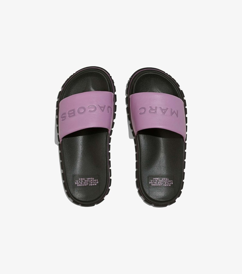 Women's Marc Jacobs Leather Sandals Purple / Black | HVTXF-2746