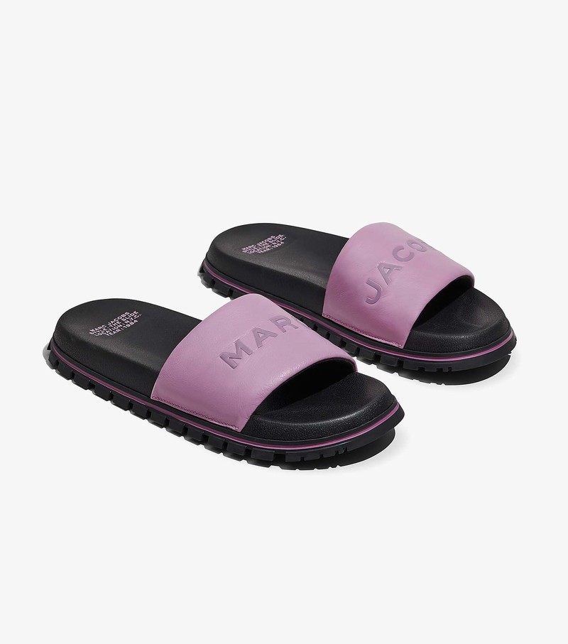 Women\'s Marc Jacobs Leather Sandals Purple / Black | HVTXF-2746