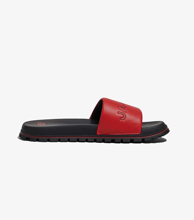 Women's Marc Jacobs Leather Sandals Red / Black | JVQYX-5934