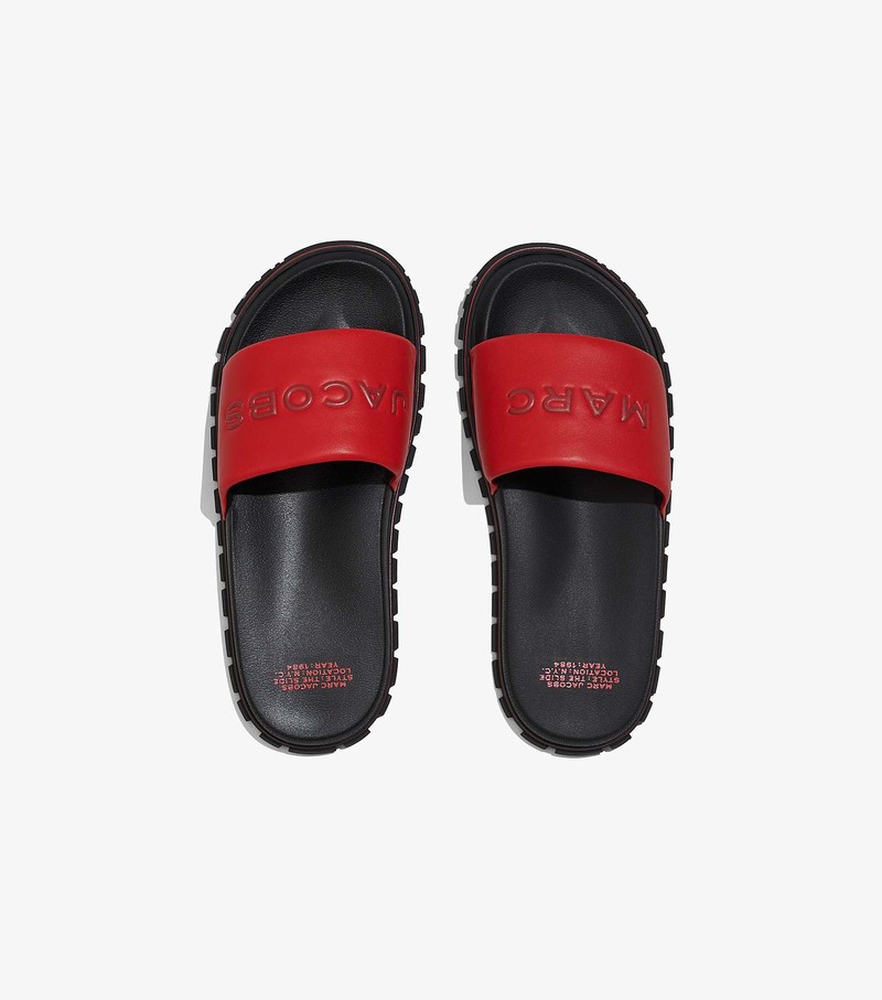 Women's Marc Jacobs Leather Sandals Red / Black | JVQYX-5934