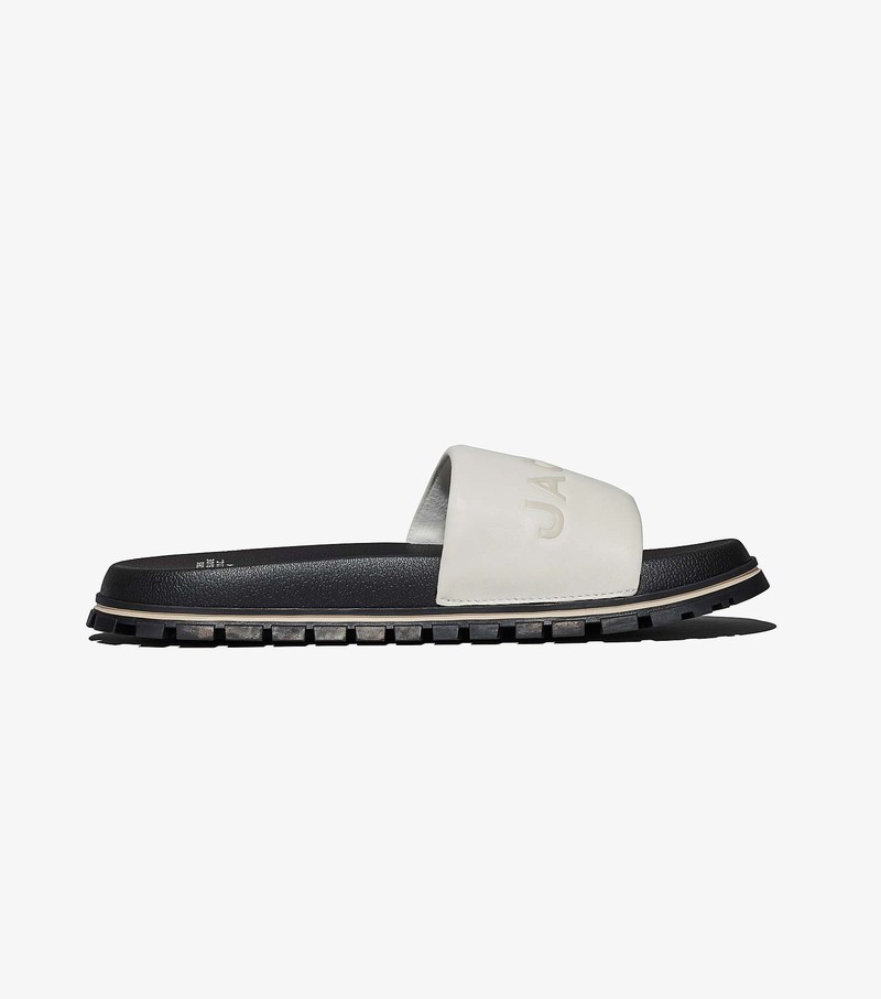 Women's Marc Jacobs Leather Sandals White / Black | CLQBV-0742