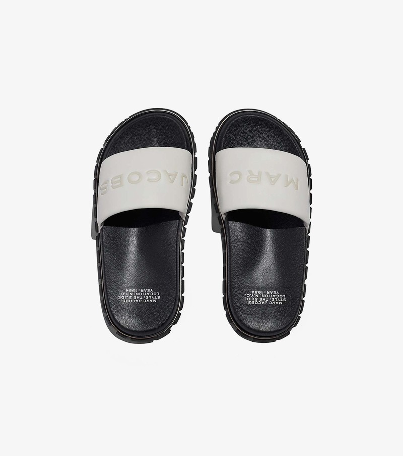 Women's Marc Jacobs Leather Sandals White / Black | CLQBV-0742