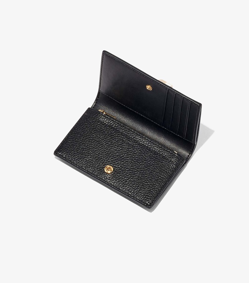 Women's Marc Jacobs Leather Small Bifold Small Wallets Black | SMDBW-5496