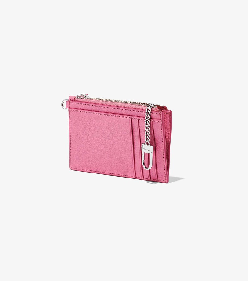 Women's Marc Jacobs Leather Top Zip Wristlet Small Wallets Pink | GOZTU-7083