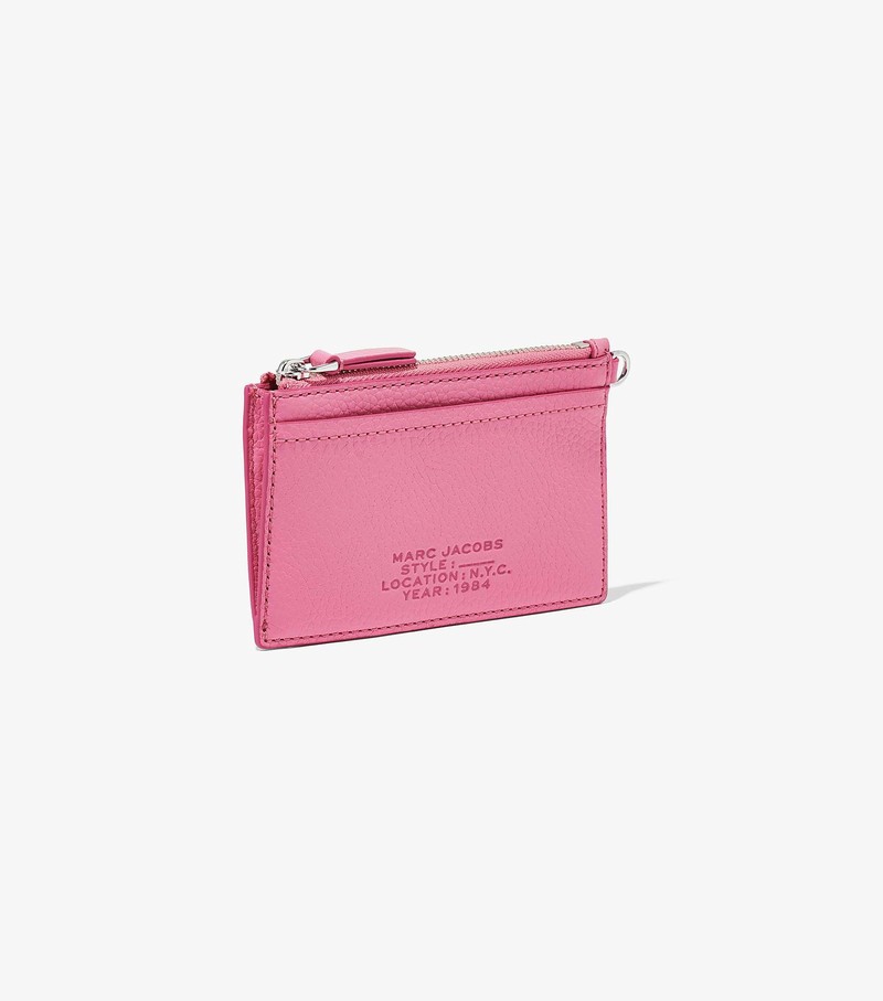 Women's Marc Jacobs Leather Top Zip Wristlet Small Wallets Pink | GOZTU-7083