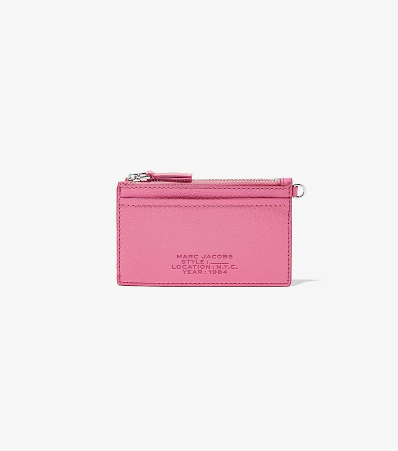 Women's Marc Jacobs Leather Top Zip Wristlet Small Wallets Pink | GOZTU-7083