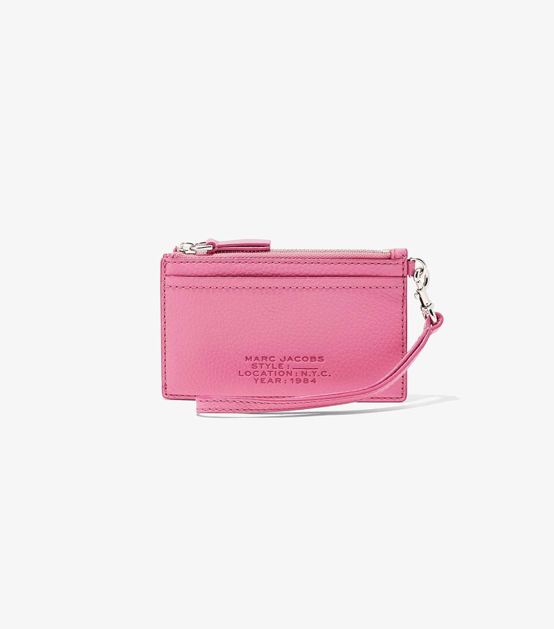 Women\'s Marc Jacobs Leather Top Zip Wristlet Small Wallets Pink | GOZTU-7083