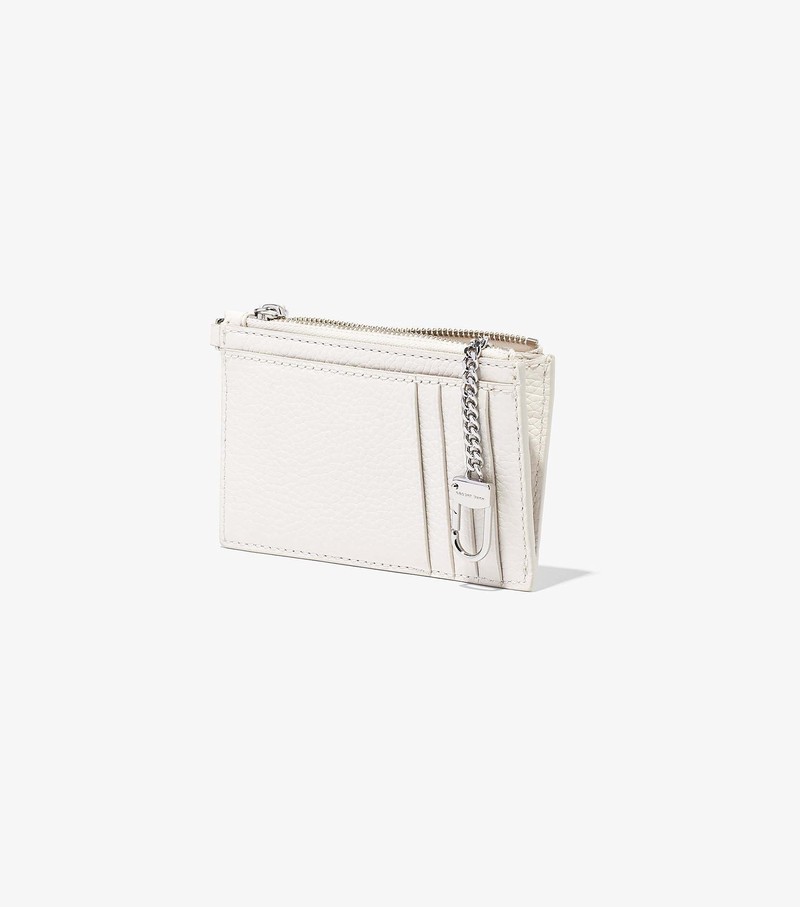 Women's Marc Jacobs Leather Top Zip Wristlet Small Wallets White | ICFLQ-0315