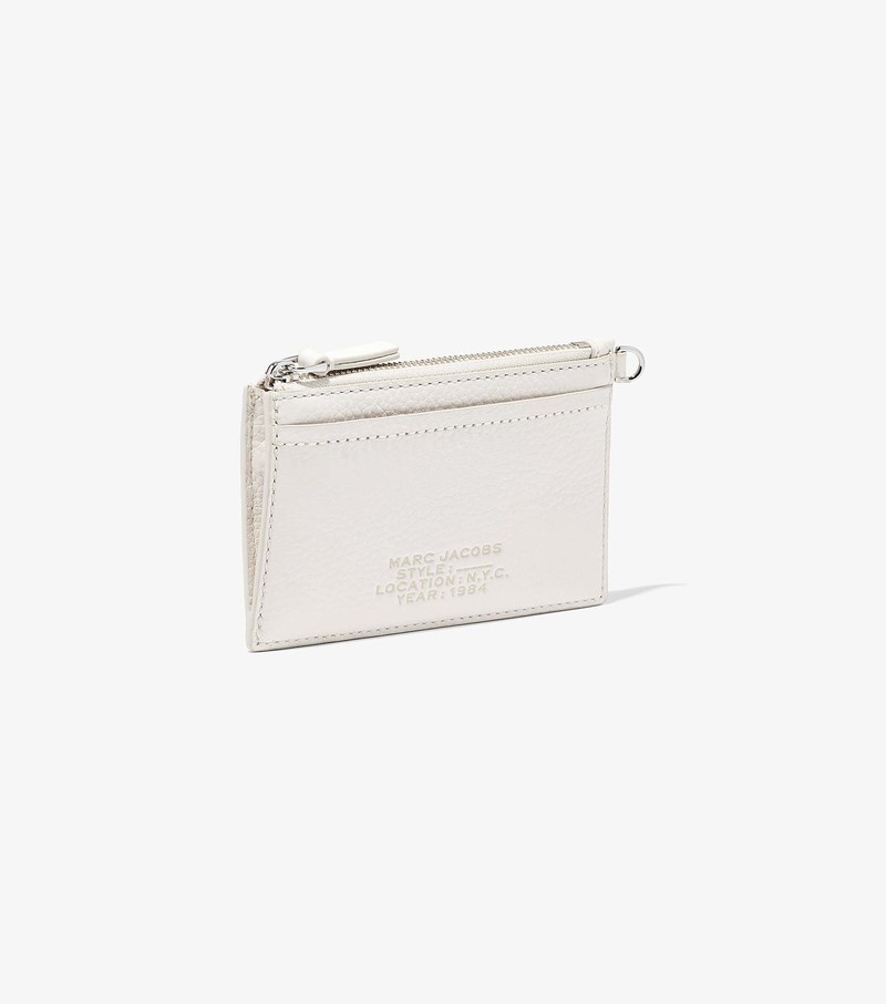 Women's Marc Jacobs Leather Top Zip Wristlet Small Wallets White | ICFLQ-0315