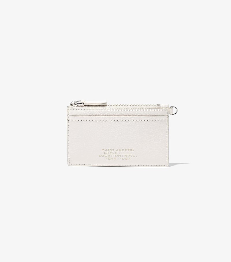 Women's Marc Jacobs Leather Top Zip Wristlet Small Wallets White | ICFLQ-0315