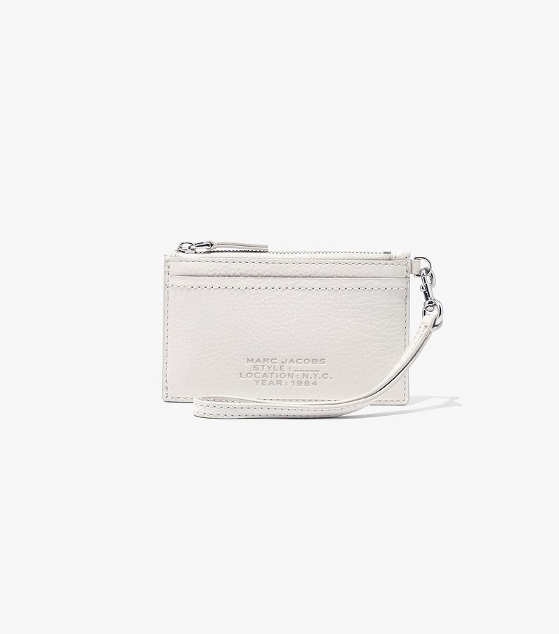 Women\'s Marc Jacobs Leather Top Zip Wristlet Small Wallets White | ICFLQ-0315