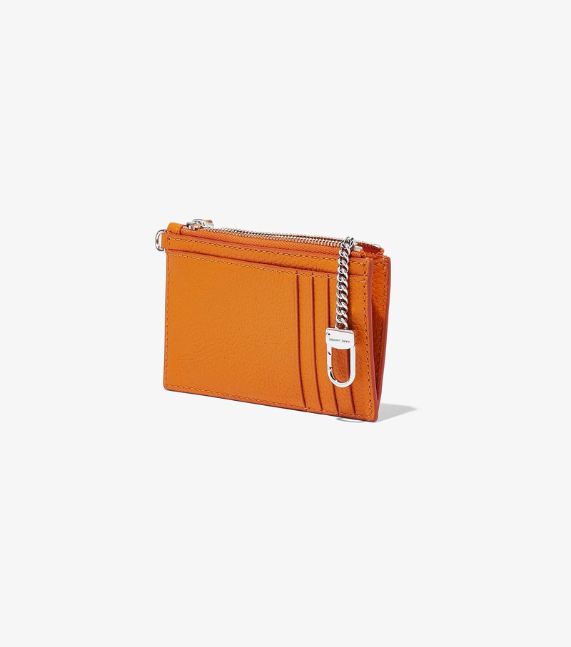 Women's Marc Jacobs Leather Top Zip Wristlet Small Wallets Orange | TEFVB-5894