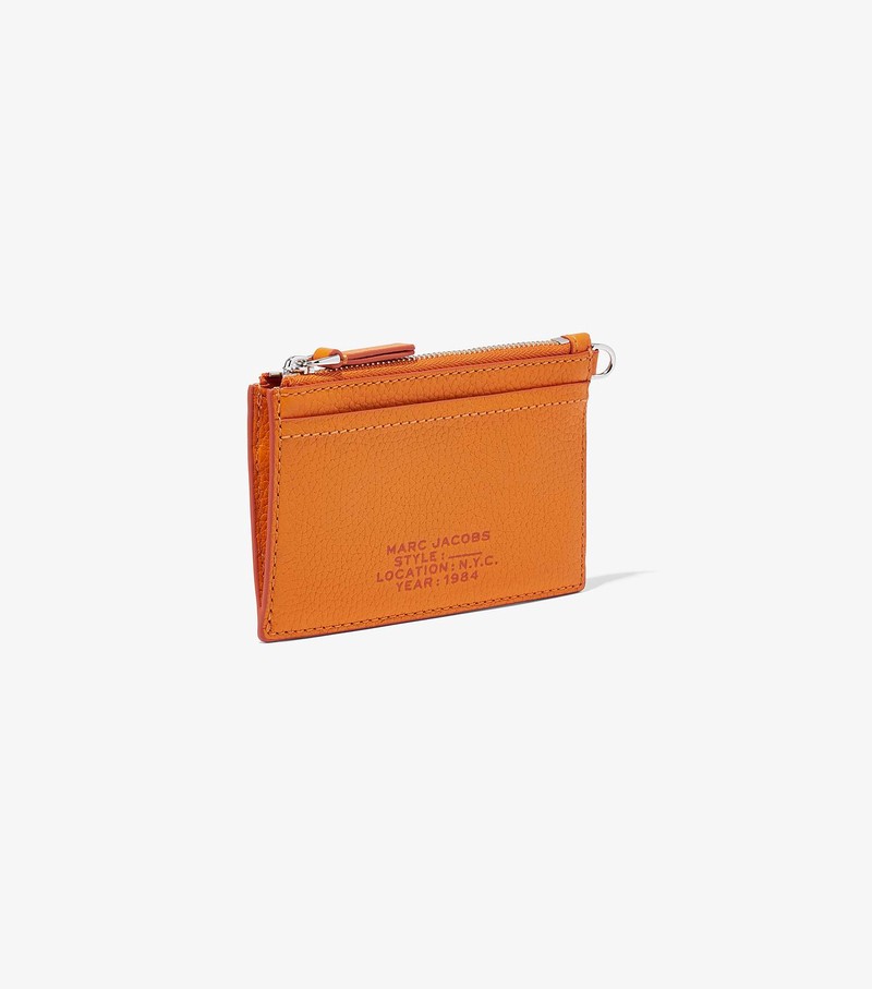 Women's Marc Jacobs Leather Top Zip Wristlet Small Wallets Orange | TEFVB-5894