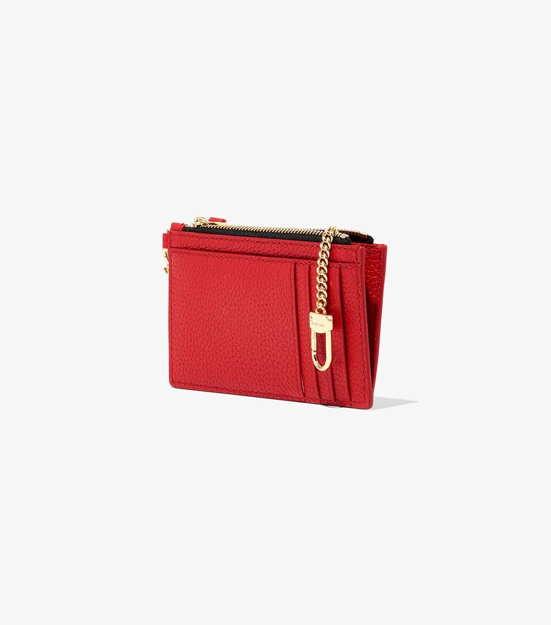 Women's Marc Jacobs Leather Top Zip Wristlet Small Wallets Red | VZGHY-8352