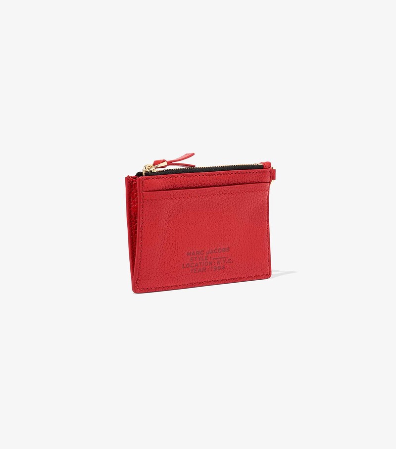 Women's Marc Jacobs Leather Top Zip Wristlet Small Wallets Red | VZGHY-8352