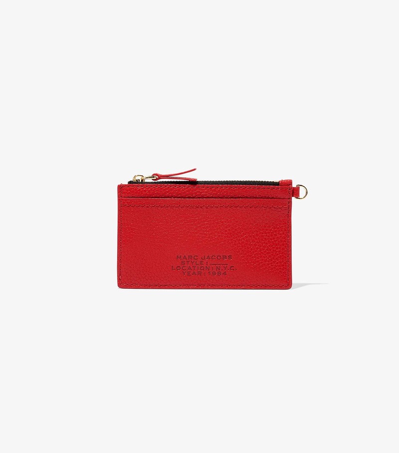 Women's Marc Jacobs Leather Top Zip Wristlet Small Wallets Red | VZGHY-8352