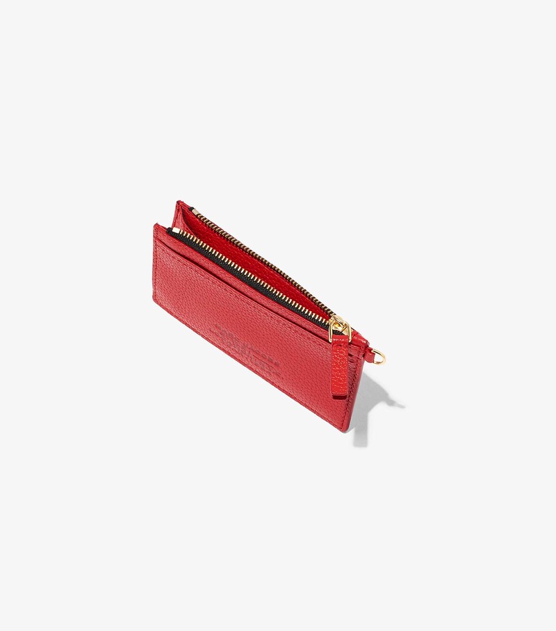 Women's Marc Jacobs Leather Top Zip Wristlet Small Wallets Red | VZGHY-8352