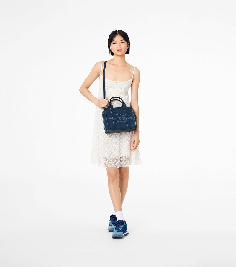 Women's Marc Jacobs Leather Tote Mini Bags Blue | ZOGUK-6359