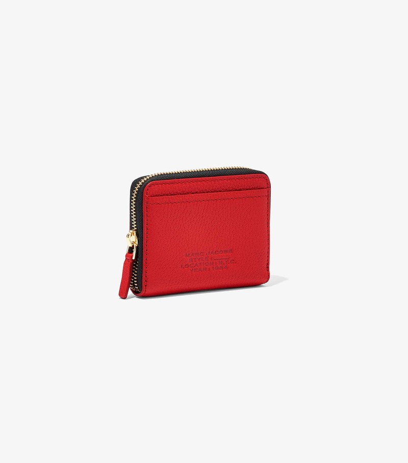 Women's Marc Jacobs Leather Zip Around Small Wallets Red | LWAFM-4596