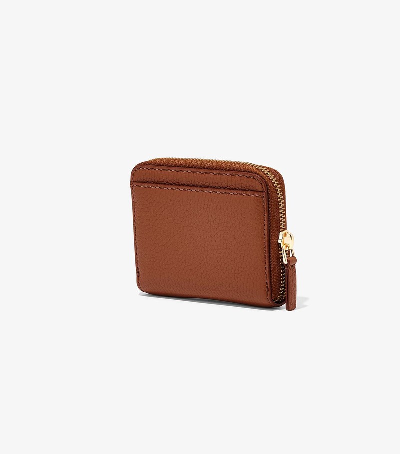 Women's Marc Jacobs Leather Zip Around Small Wallets Brown | VTQJA-6407