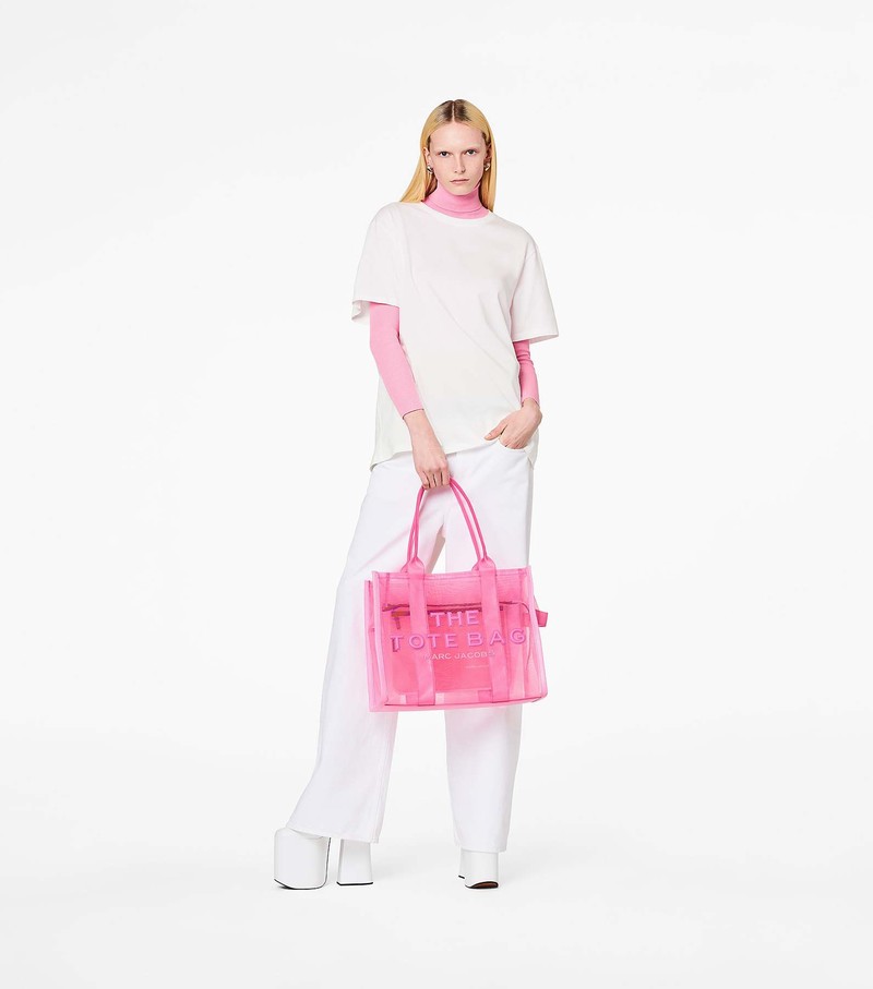 Women's Marc Jacobs Mesh Large Tote Bags Pink | NYZKQ-0138