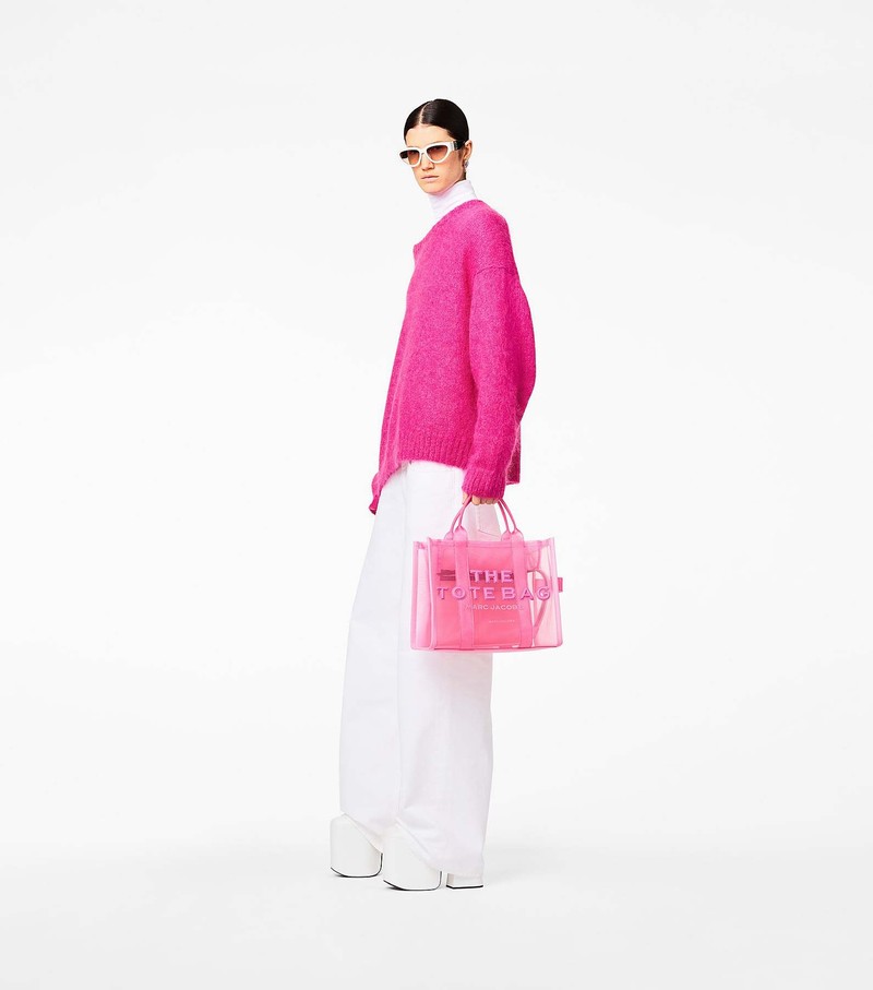 Women's Marc Jacobs Mesh Medium Tote Bags Pink | AMFNE-7236