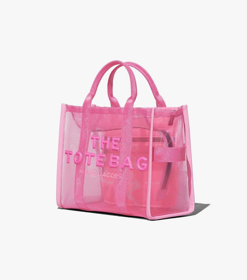 Women's Marc Jacobs Mesh Medium Tote Bags Pink | AMFNE-7236