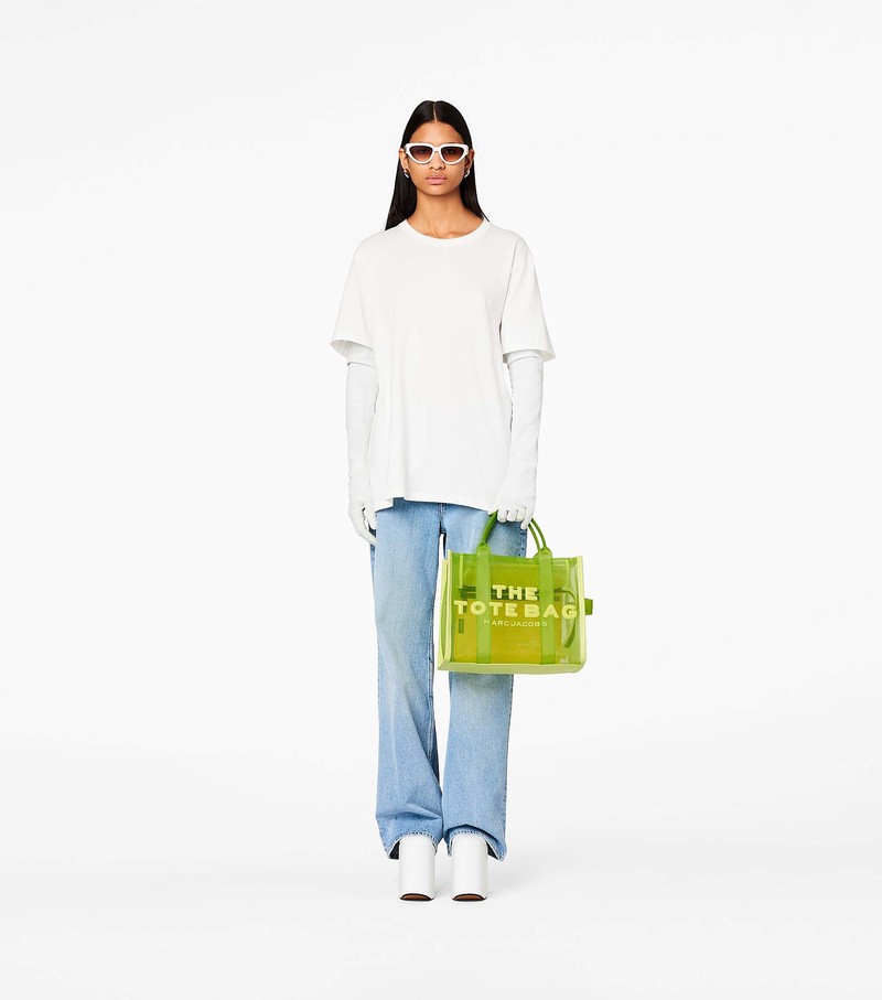 Women's Marc Jacobs Mesh Medium Tote Bags Green | MZOQD-1529