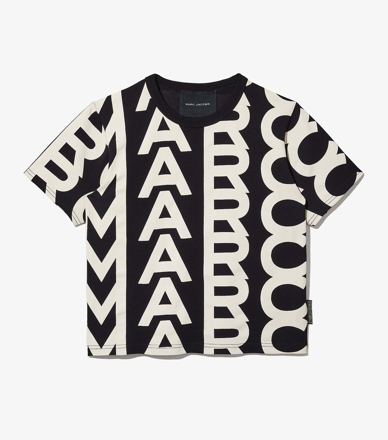 Women\'s Marc Jacobs Monogram Baby T Shirts Black / White | TQKGM-1329