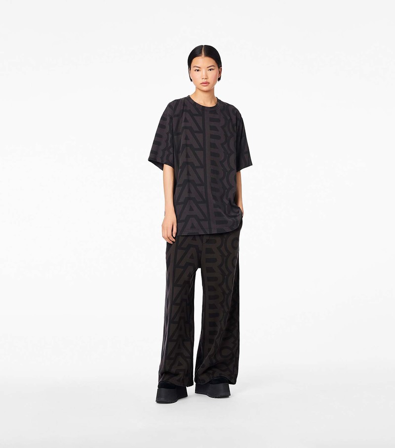 Women's Marc Jacobs Monogram Big T Shirts Black / Grey | FIVOD-7619