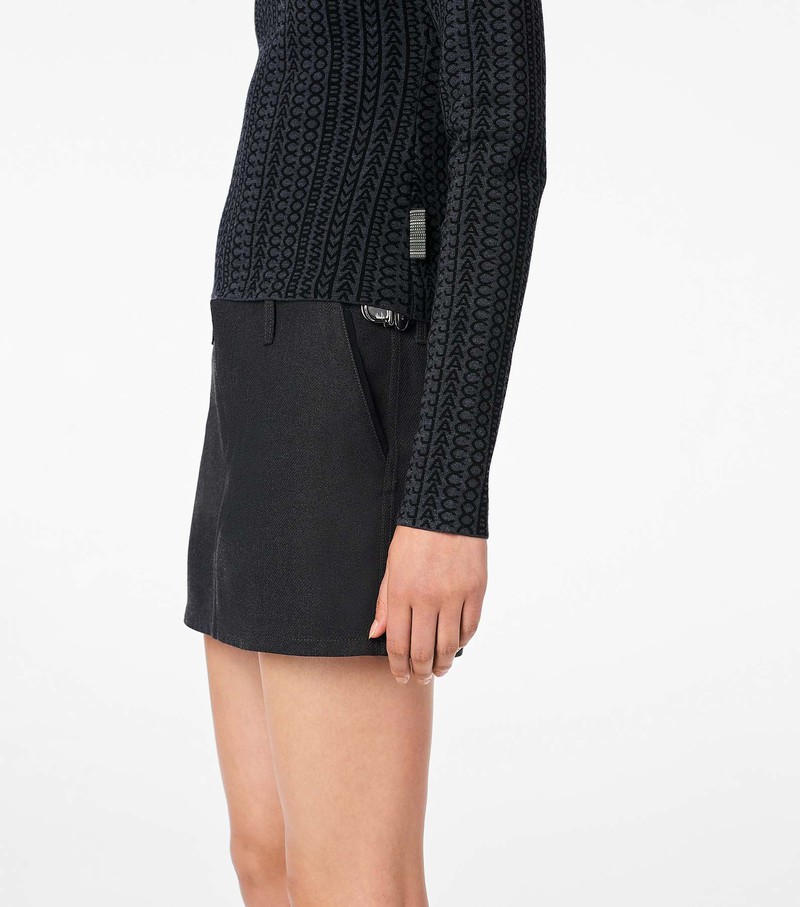 Women's Marc Jacobs Monogram Compact Knit Mockneck Sweater Black | UZPMC-0213