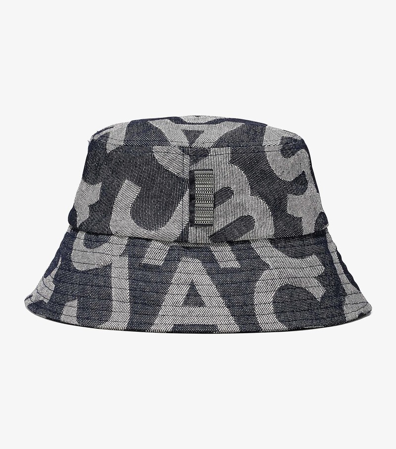 Women's Marc Jacobs Monogram Denim Bucket Hats Grey | EHOFB-8753