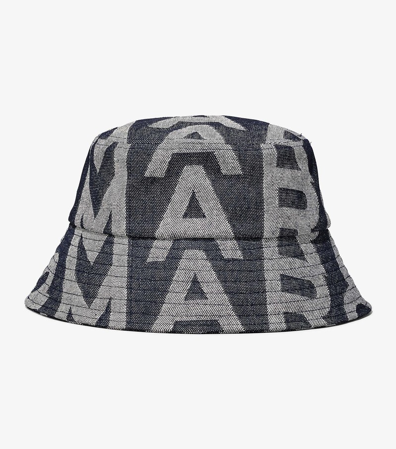 Women\'s Marc Jacobs Monogram Denim Bucket Hats Grey | EHOFB-8753