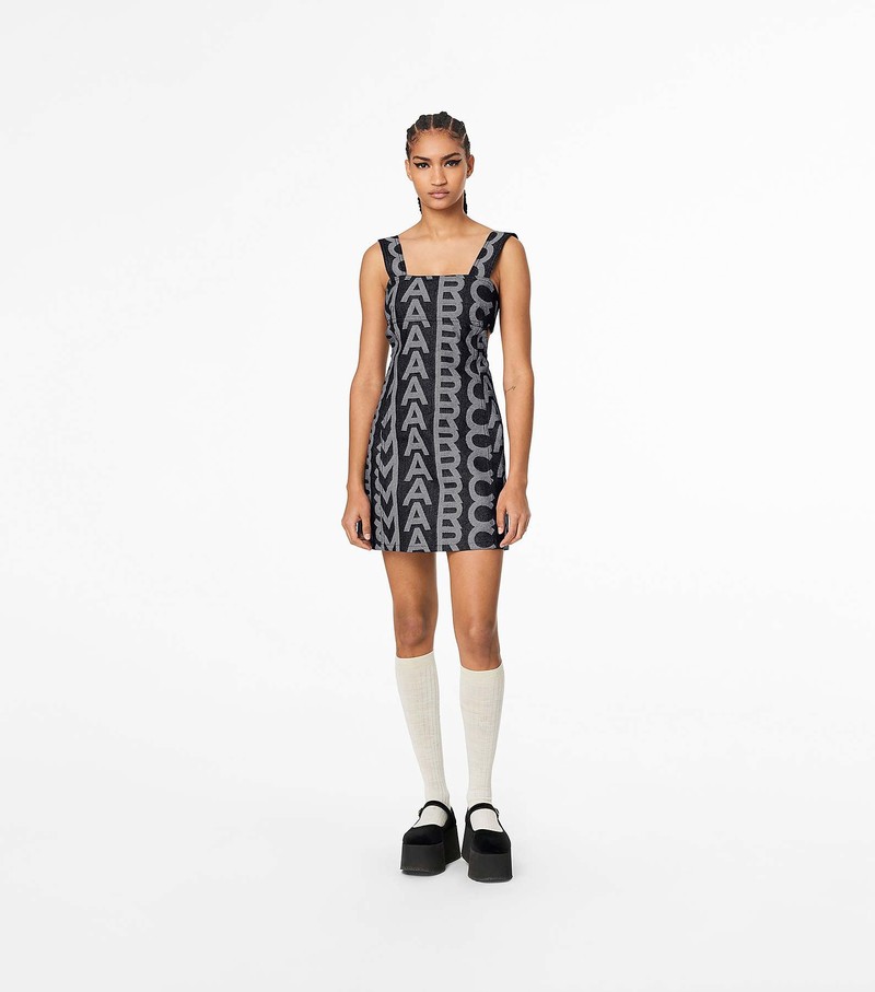 Women's Marc Jacobs Monogram Denim Cutout Dress Grey / White | RSLVE-4193