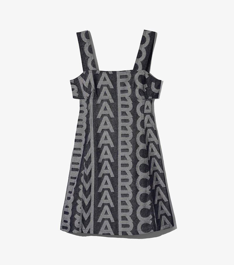 Women\'s Marc Jacobs Monogram Denim Cutout Dress Grey / White | RSLVE-4193