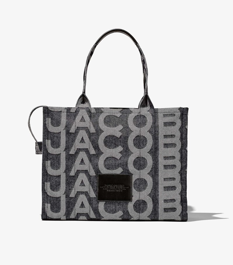 Women's Marc Jacobs Monogram Denim Large Tote Bags Grey | OQEXB-7614