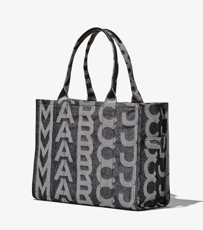 Women's Marc Jacobs Monogram Denim Large Tote Bags Grey | OQEXB-7614