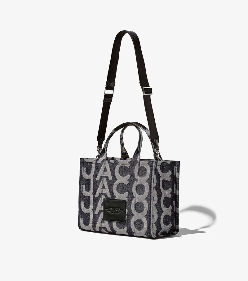 Women's Marc Jacobs Monogram Denim Medium Tote Bags Grey | TYILO-7504