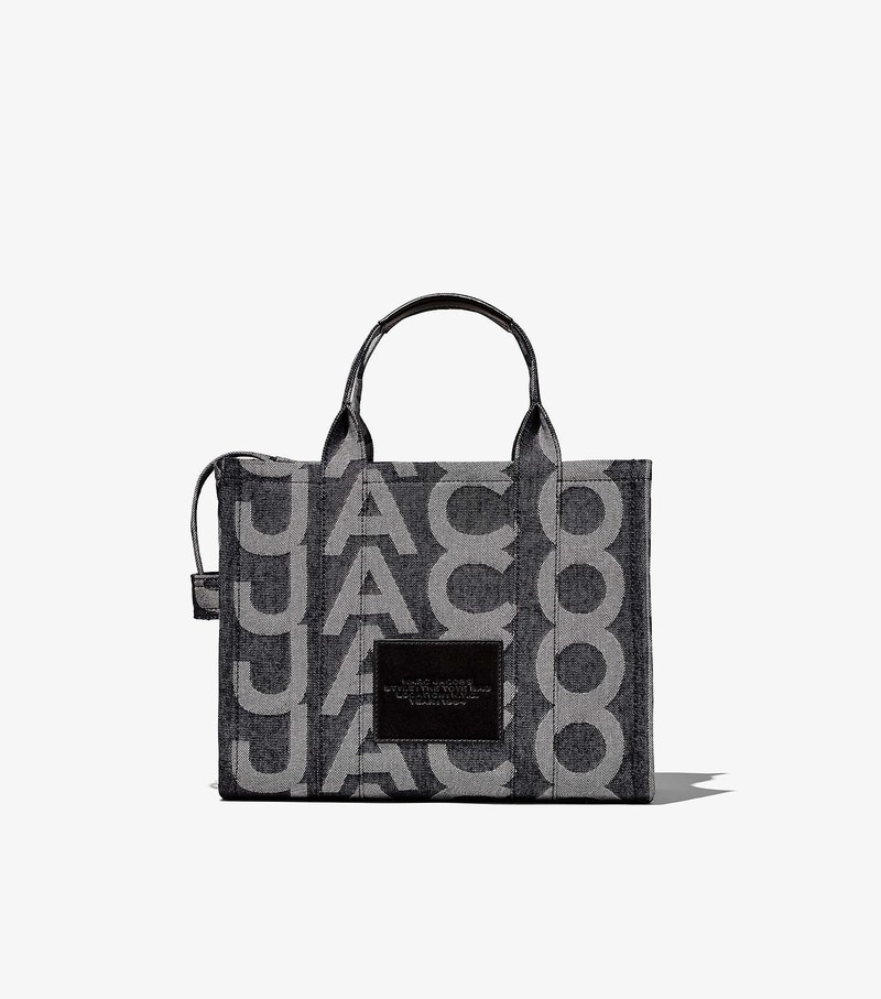 Women's Marc Jacobs Monogram Denim Medium Tote Bags Grey | TYILO-7504