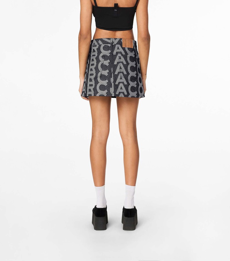 Women's Marc Jacobs Monogram Denim Mini Skirts Black / Grey | LGQZF-8539