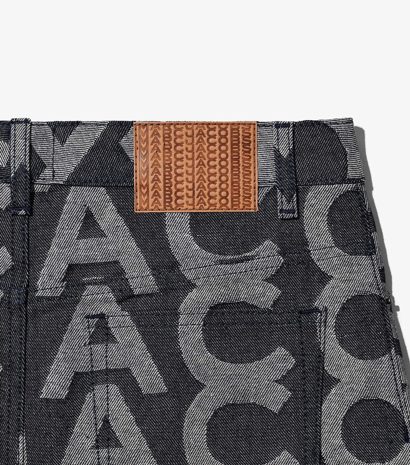 Women's Marc Jacobs Monogram Denim Mini Skirts Black / Grey | LGQZF-8539