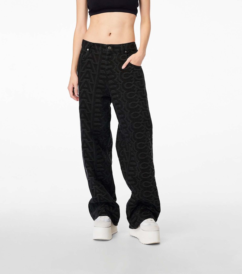 Women's Marc Jacobs Monogram Denim Pants Black | DQWSV-2189